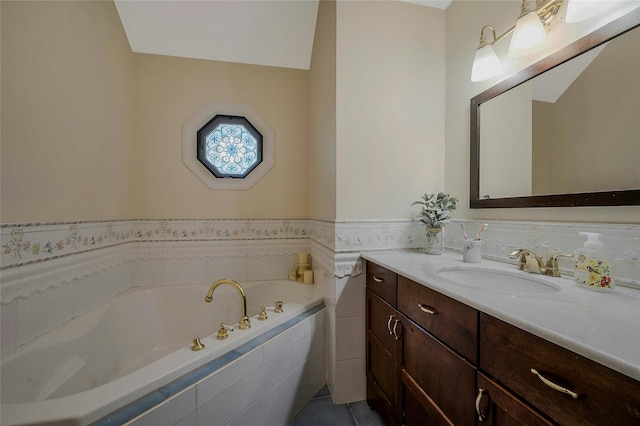 26 Sesame St, Kings Park, NY 11754 - full bathroom featuring vanity, a garden tub, and tile patterned flooring
