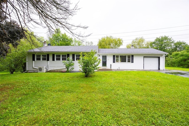16 Bushwick Rd, Poughkeepsie, NY 12603 - ranch-style house featuring a garage, a chimney, driveway, and a front yard