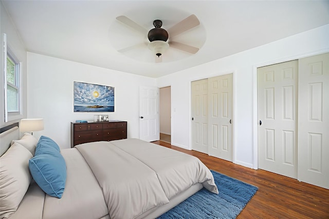 16 Bushwick Rd, Poughkeepsie, NY 12603 - bedroom with multiple closets, wood finished floors, and ceiling fan