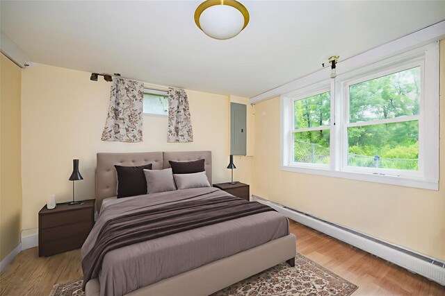 16 Bushwick Rd, Poughkeepsie, NY 12603 - bedroom featuring a baseboard radiator, electric panel, and wood finished floors