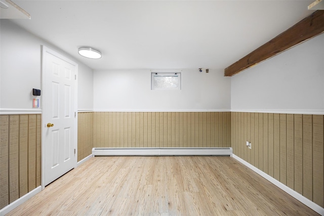 16 Bushwick Rd, Poughkeepsie, NY 12603 - unfurnished room with baseboard heating, wood finished floors, and wainscoting