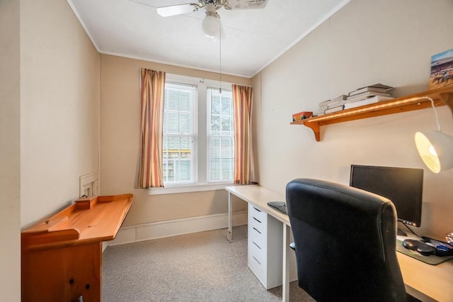 29 E St, Hicksville, NY 11801 - office with carpet flooring, ceiling fan, and ornamental molding