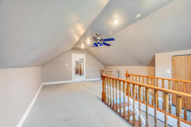 29 E St, Hicksville, NY 11801 - additional living space featuring vaulted ceiling, a ceiling fan, and carpet floors