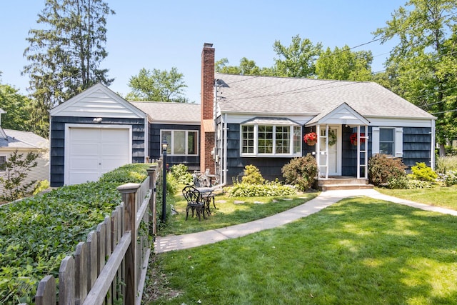 11 Linda Pl, Huntington, NY 11743 - view of front of house featuring a chimney, a garage, and roof with shingles