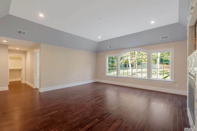 19 Meadow Glen Rd, Fort Salonga, NY 11768 - empty room featuring lofted ceiling, dark wood-style floors, and recessed lighting
