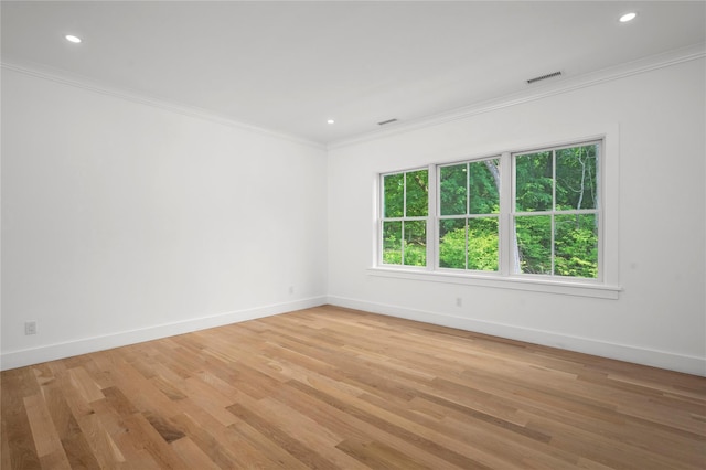 63 Buckout Rd, West Harrison, NY 10604 - empty room featuring crown molding, light wood-style floors, and recessed lighting