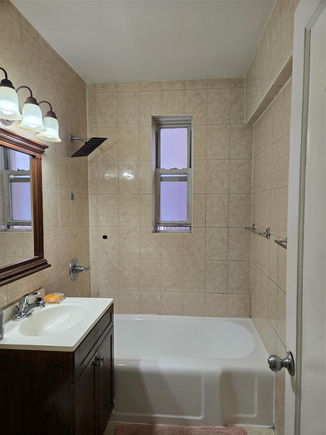 6393 Woodhaven Blvd Unit 2F, Rego Park, NY 11374 - full bathroom with vanity, washtub / shower combination, and tile walls