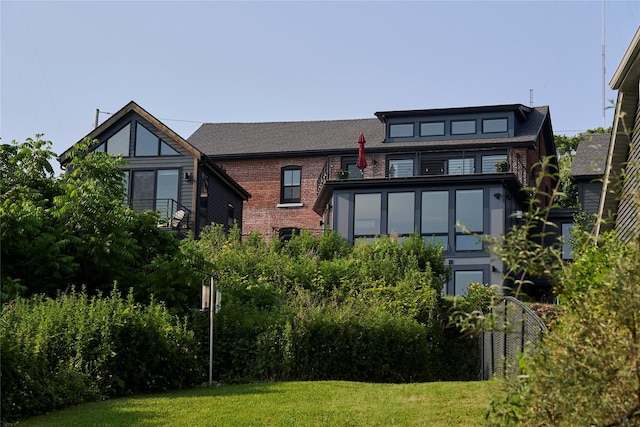 20 Paye Ave, Beacon, NY 12508 - back of property with a yard, brick siding, and a shingled roof