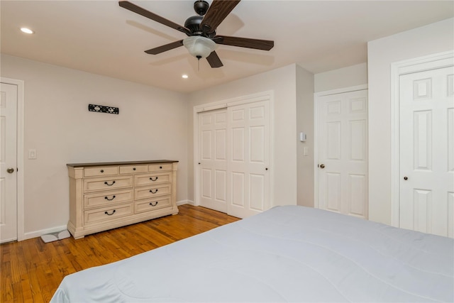 1 Germonds Vlg Unit 16, Bardonia, NY 10954 - bedroom featuring recessed lighting, wood finished floors, and ceiling fan