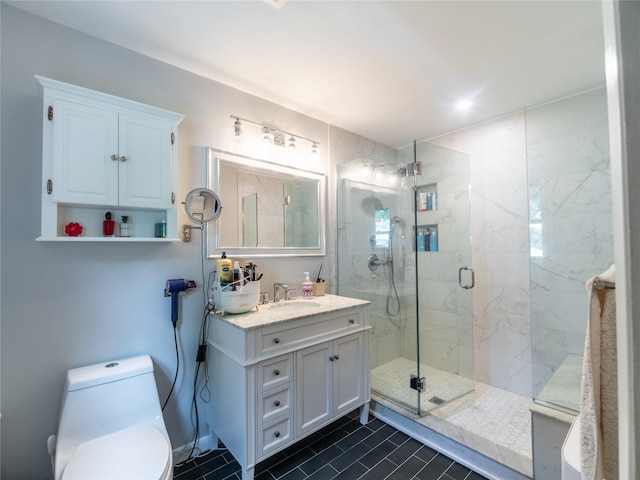 175 Chappaqua Rd, Briarcliff Manor, NY 10562 - bathroom featuring tile patterned flooring, vanity, and a shower stall