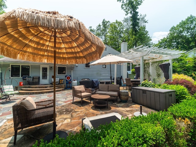 175 Chappaqua Rd, Briarcliff Manor, NY 10562 - view of patio featuring an outdoor hangout area and a pergola
