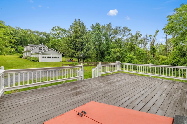 342-344 Van Wagner Rd, Poughkeepsie, NY 12603 - wooden deck with a lawn and an outbuilding