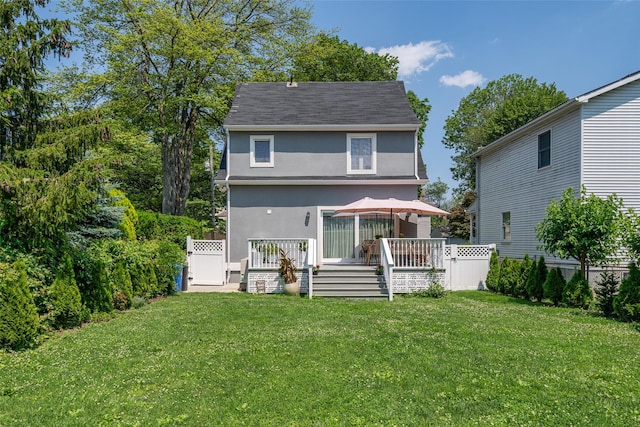 79 Fern St, New Rochelle, NY 10801 - back of house featuring stucco siding and a deck