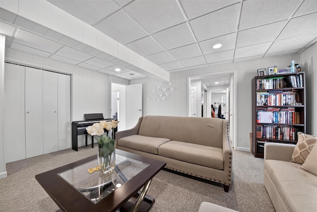 11 Beverly Ln, Peekskill, NY 10566 - carpeted living room featuring a drop ceiling and recessed lighting