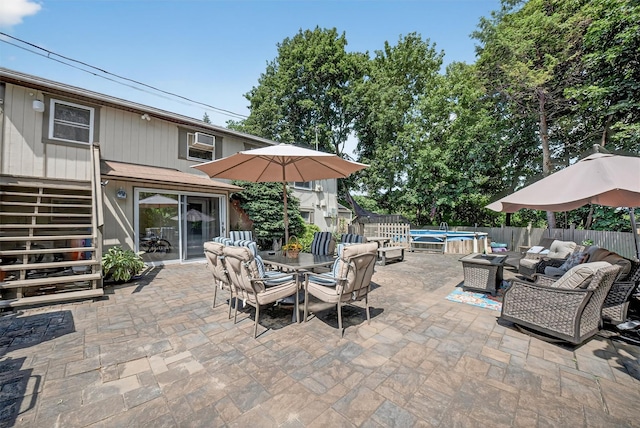 11 Beverly Ln, Peekskill, NY 10566 - view of patio / terrace featuring an outdoor living space, outdoor dining space, and stairway