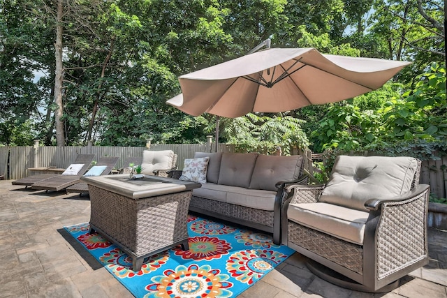 11 Beverly Ln, Peekskill, NY 10566 - view of patio / terrace featuring an outdoor living space and view of scattered trees