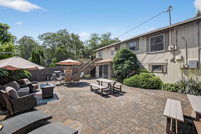 11 Beverly Ln, Peekskill, NY 10566 - view of patio / terrace with outdoor dining area, outdoor lounge area, and stairs