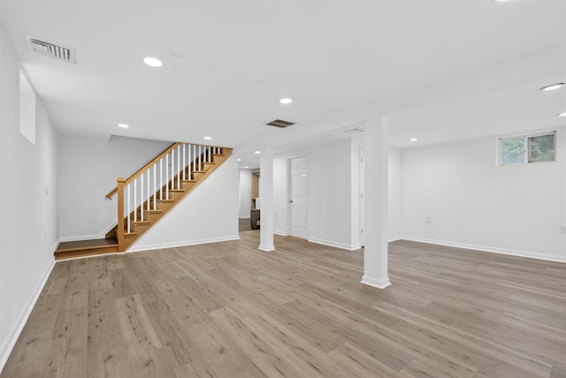 7 Jorge Ln, Wallkill, NY 12589 - below grade area with stairs, light wood-type flooring, and recessed lighting