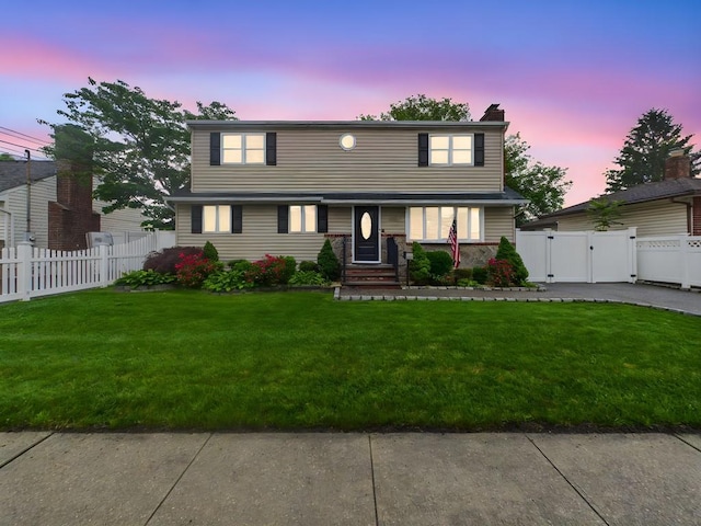 260 9th St, Bethpage, NY 11714 - view of front facade featuring a gate and a chimney