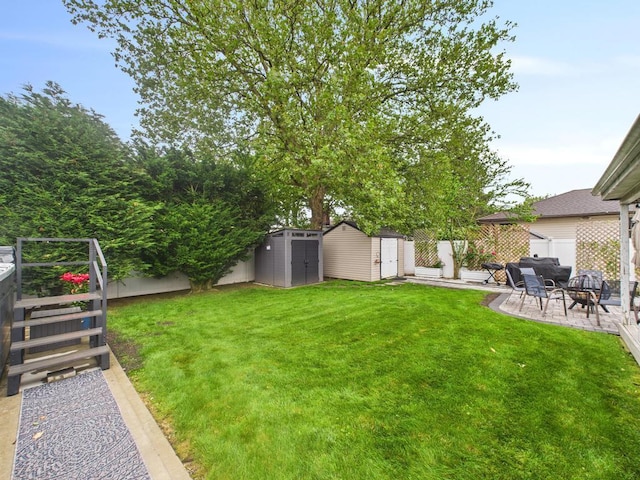 260 9th St, Bethpage, NY 11714 - view of yard featuring a shed and a patio