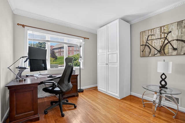 34 Winter Hill Rd, Tuckahoe, NY 10707 - office area with light wood-style flooring and ornamental molding