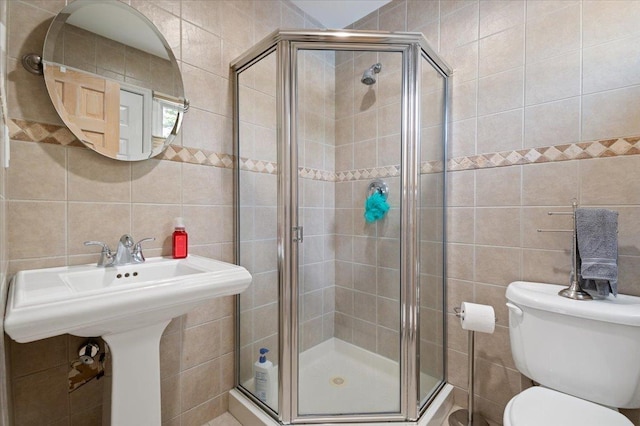 8 Kilmer Ave, Dix Hills, NY 11746 - full bathroom featuring tile walls, a stall shower, and decorative backsplash
