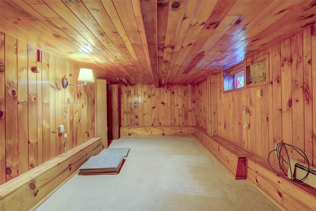 163-49 15th Dr, Whitestone, NY 11357 - below grade area featuring wooden ceiling and wood walls