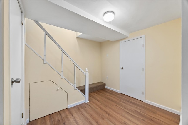 1112 Saint Lawrence Ave Front, Front, Bronx, NY 10472 - below grade area featuring wood finished floors and stairway