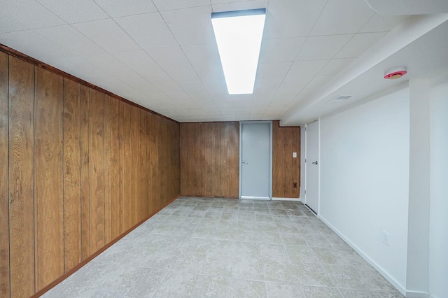 11708A 233rd St, Cambria Heights, NY 11411 - finished basement with wooden walls and baseboards