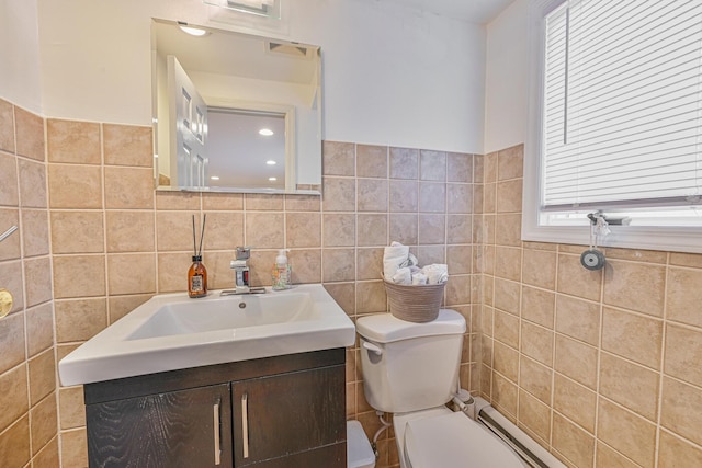 1096 Pearl St, North Woodmere, NY 11581 - bathroom featuring vanity and tile walls