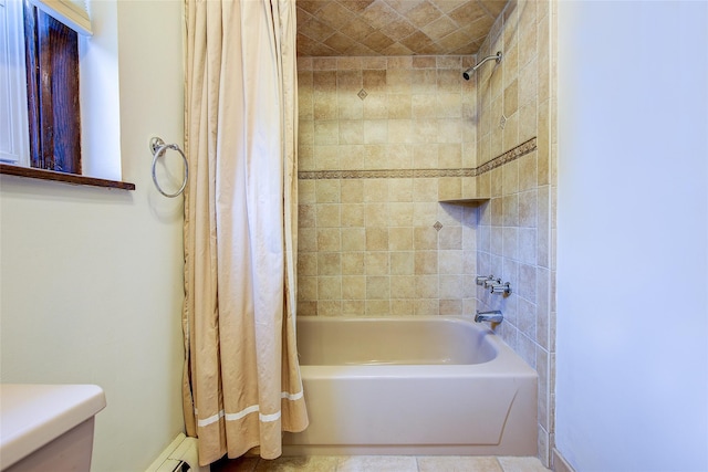 163 15th Dr, Whitestone, NY 11357 - bathroom featuring shower / tub combo with curtain and toilet