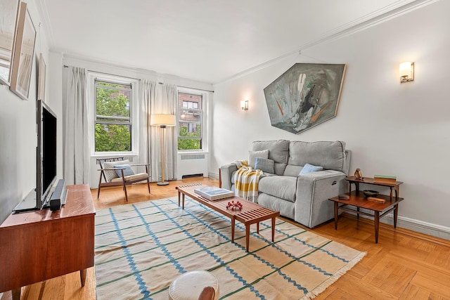 601 Pelham Pkwy N Unit 516, Bronx, NY 10467 - living room with ornamental molding and radiator heating unit