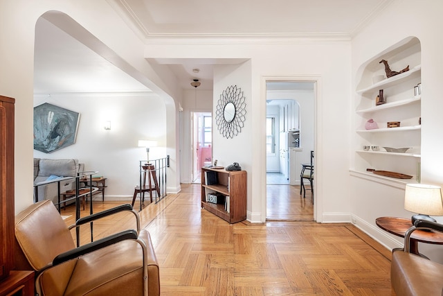 601 Pelham Pkwy N Unit 516, Bronx, NY 10467 - sitting room featuring ornamental molding and built in features