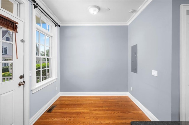 19 Olivia St Unit 5, Port Chester, NY 10573 - spare room featuring ornamental molding, wood finished floors, a smoke detector, and electric panel