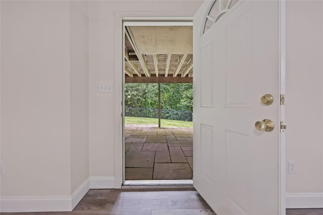 94 Hirst Rd, Briarcliff Manor, NY 10510 - doorway to outside with baseboards and wood finished floors