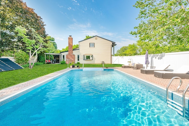 27 Dorchester Rd, Smithtown, NY 11787 - view of swimming pool with outdoor lounge area, a fenced backyard, a patio area, and a pergola