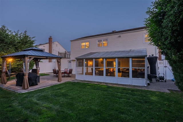 2953 Bluepoint Ct, Wantagh, NY 11793 - back of house with a gazebo, a sunroom, and a patio