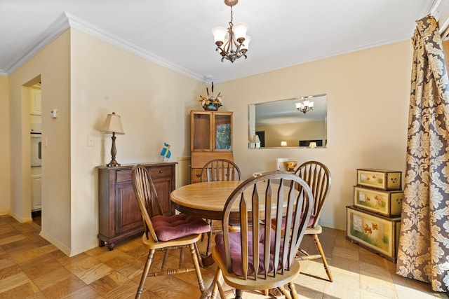 4 Devon Ct Unit B, Yorktown Heights, NY 10598 - dining area with a chandelier and crown molding