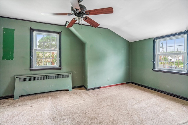 204 Leonard St, North Bellmore, NY 11710 - bonus room featuring radiator, carpet flooring, lofted ceiling, and ceiling fan