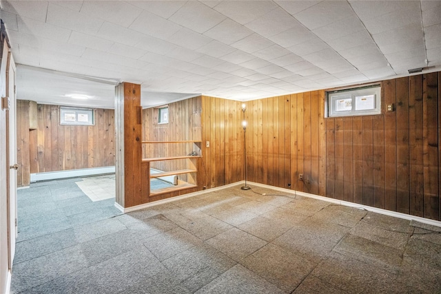 204 Leonard St, North Bellmore, NY 11710 - basement featuring wood walls and tile patterned floors