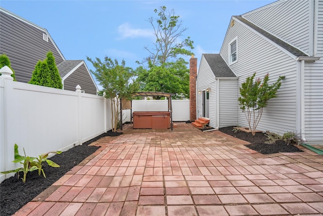 204 Leonard St, North Bellmore, NY 11710 - fenced backyard with a hot tub and a patio