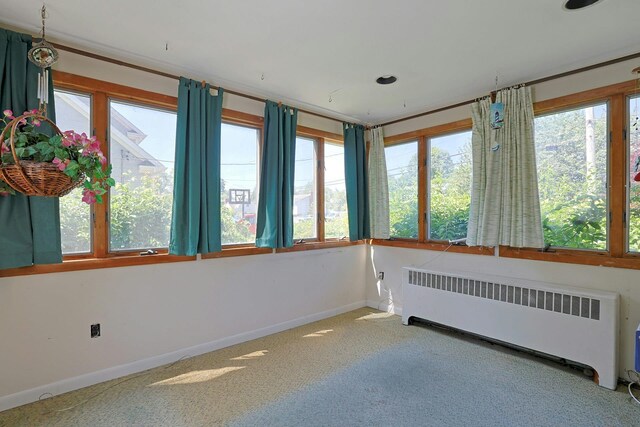 328 Willis Ave, Hawthorne, NY 10532 - unfurnished sunroom with radiator heating unit, carpet flooring, and french doors