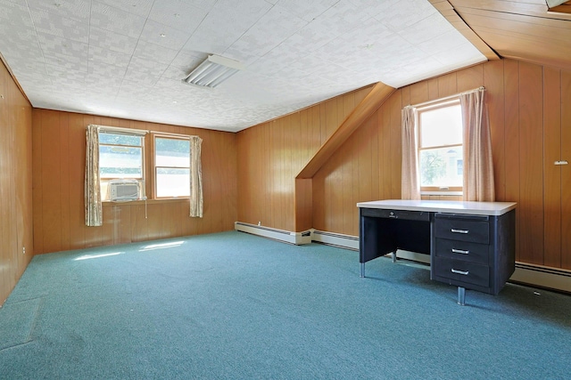 328 Willis Ave, Hawthorne, NY 10532 - bonus room featuring plenty of natural light, carpet flooring, wooden walls, lofted ceiling, and cooling unit