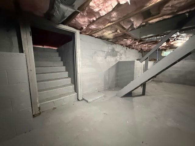 49 Heston Rd, Shirley, NY 11967 - unfinished basement with stairway