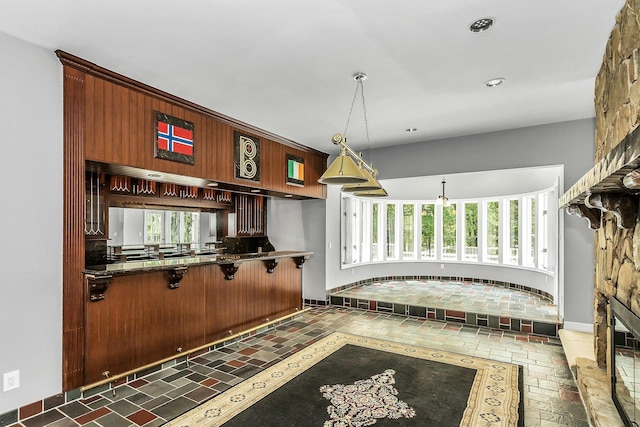 12 Orient Ave, Northport, NY 11768 - bar area with healthy amount of natural light, recessed lighting, and pendant lighting