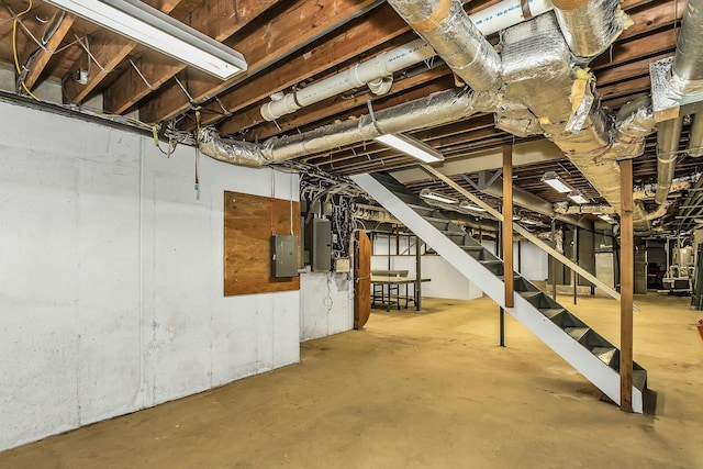 12 Orient Ave, Northport, NY 11768 - unfinished basement with electric panel and stairway