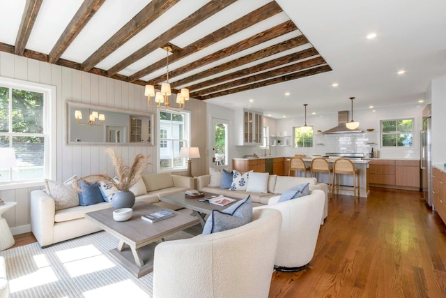 115 River Rd, Nyack, NY 10960 - living room with a chandelier and wood finished floors