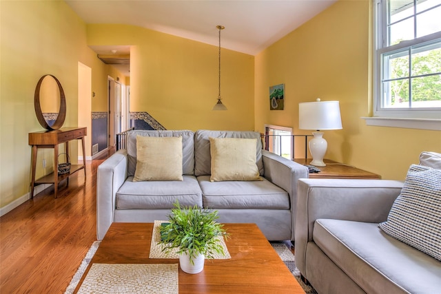 3 Twig Ct, East Setauket, NY 11733 - living area featuring wood finished floors and lofted ceiling