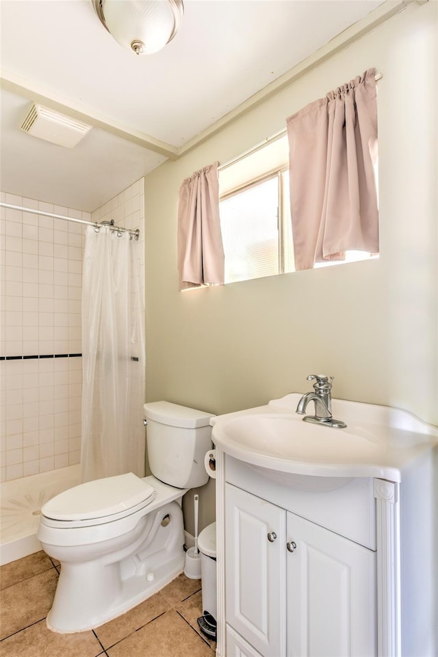 3 Twig Ct, East Setauket, NY 11733 - full bathroom featuring vanity, a tile shower, and tile patterned floors