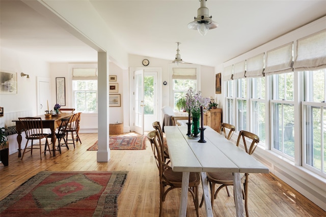 132 Decker, Ancram, NY 12502 - dining room featuring light wood-style floors, a ceiling fan, and vaulted ceiling